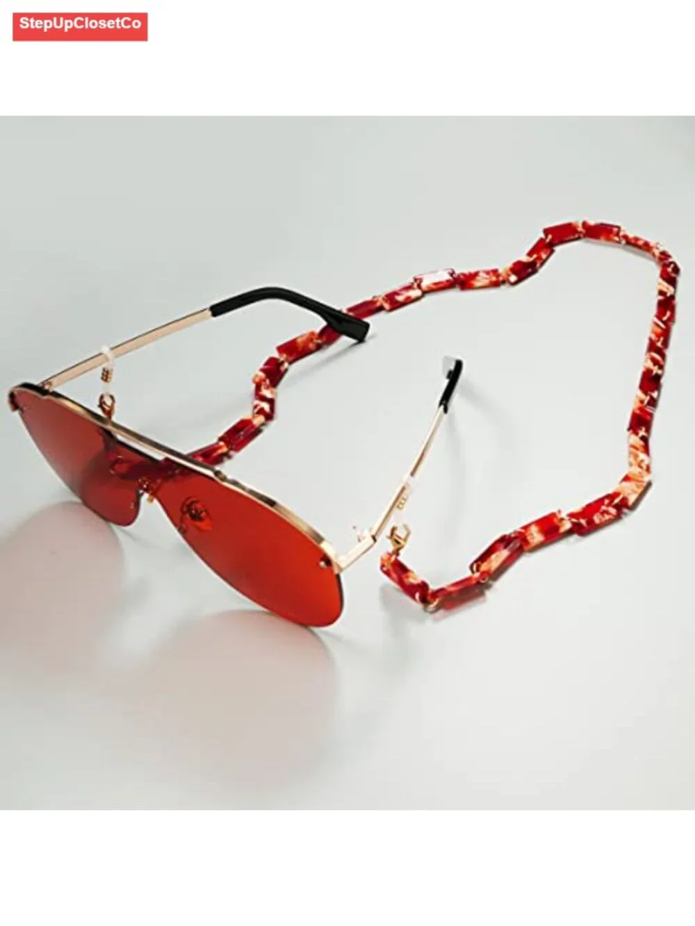Eyeglass Holder Chain, Adjustable Sunglasses Strap with Anti-Skid Clips, Alloy